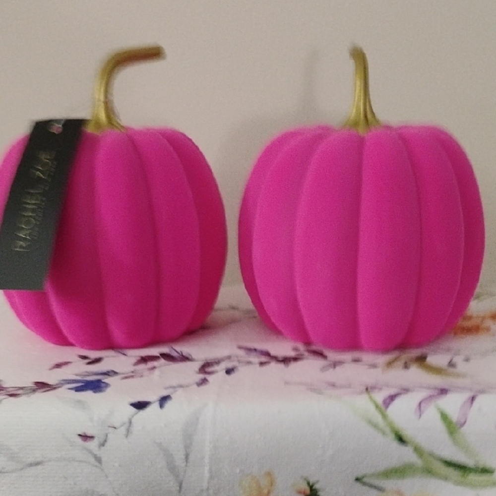 Rachel Zoe Pink and Gold Holiday Decor Pumpkins